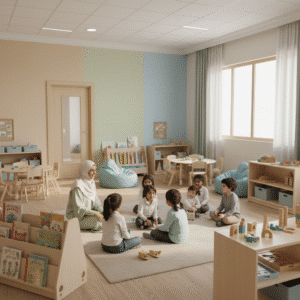 معلمة تبتسم للأطفال مقال أول 1 300x300